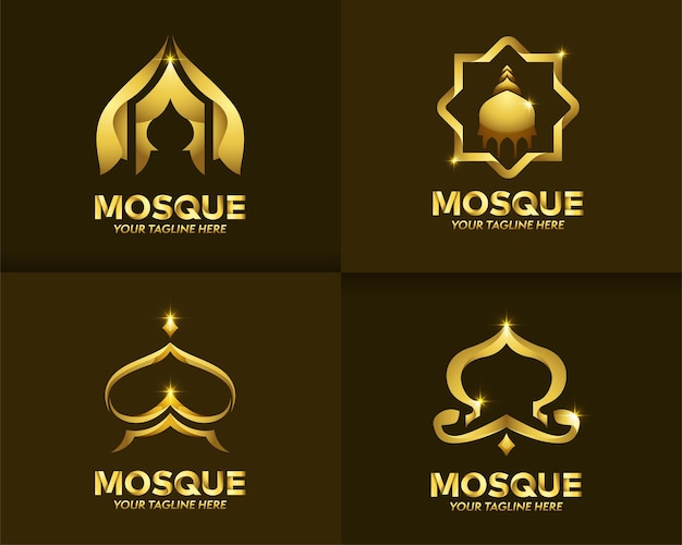 Vettore set di colore oro islamico e logo di lusso