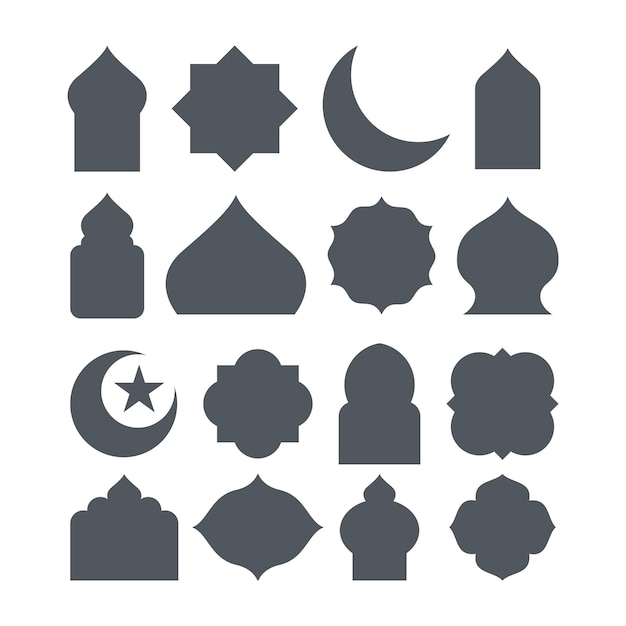 set of islamic ornament in flat style