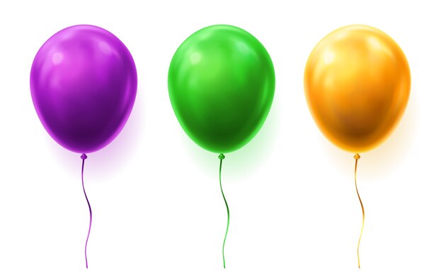 Set of isolated 3d balloons for party or happy birthday