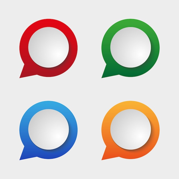set of isolated colorful paper stickers square round rectangle and speech bubbles backgrounds vector labels illustration