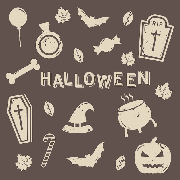 Set of isolated halloween icon vector