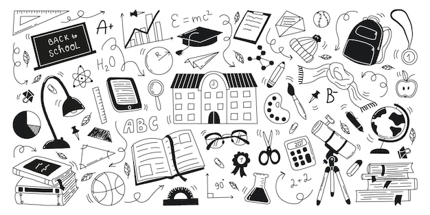 School Supplies And Education Design Elements Isolated On White Background  Hand Drawn Sketch Vector Illustration Stock Illustration - Download Image  Now - iStock