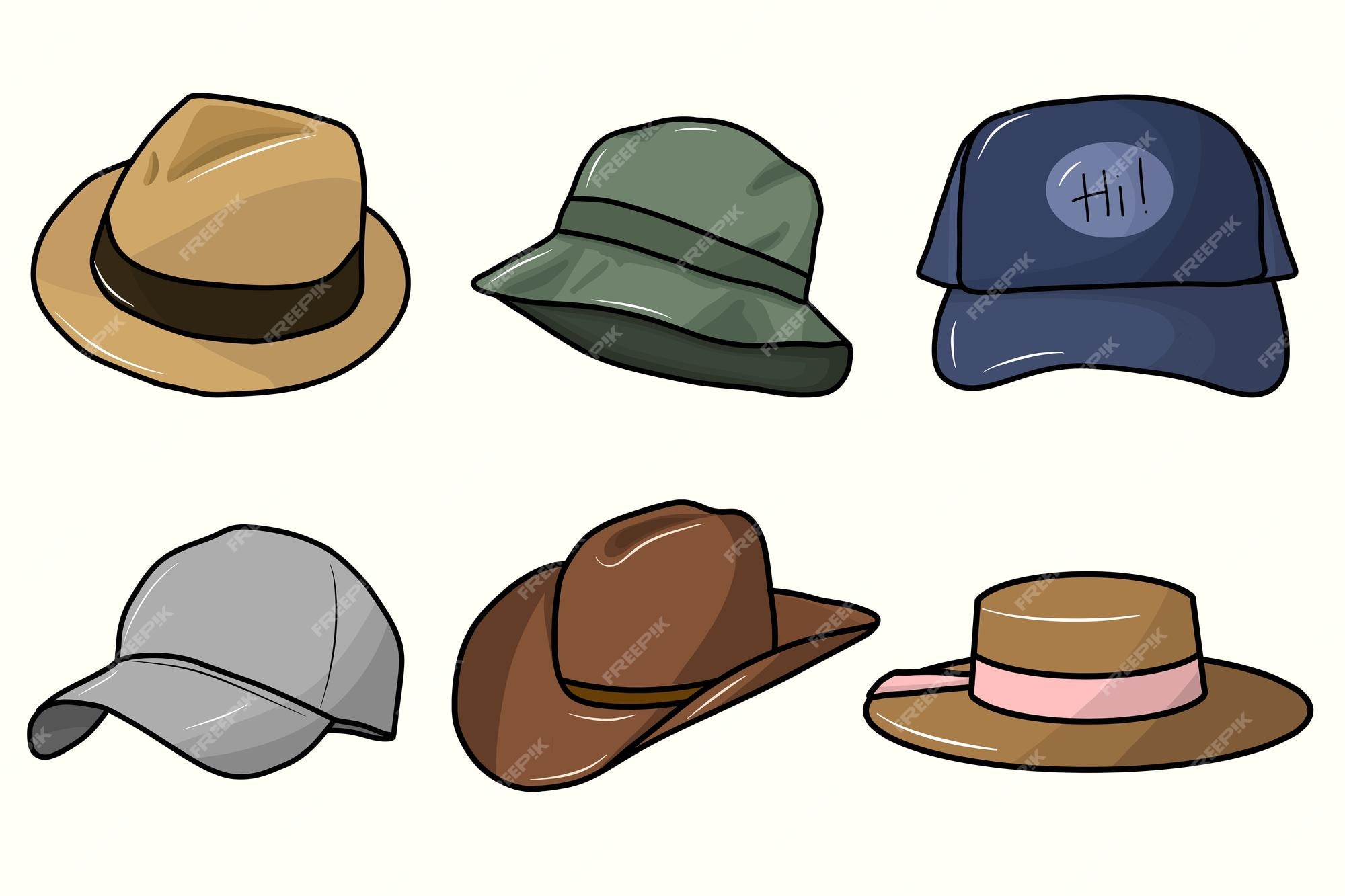 Premium Vector | Set of isolated hats