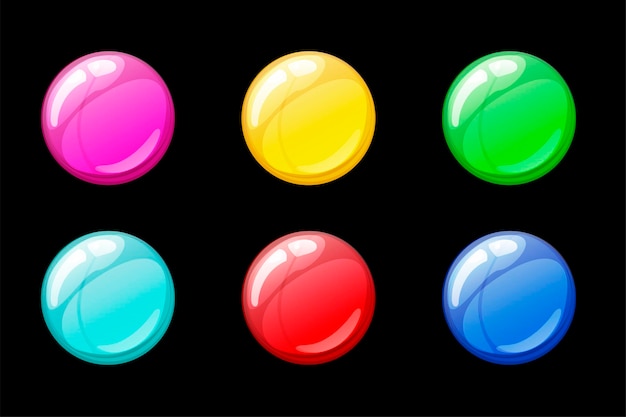 Set of isolated multicolored bright soap bubbles
