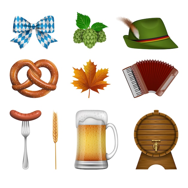 Set of isolated oktoberfest elements.