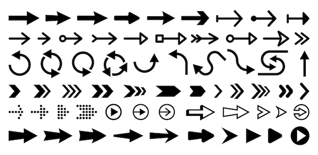 Set of isolated next or right move arrows illustration