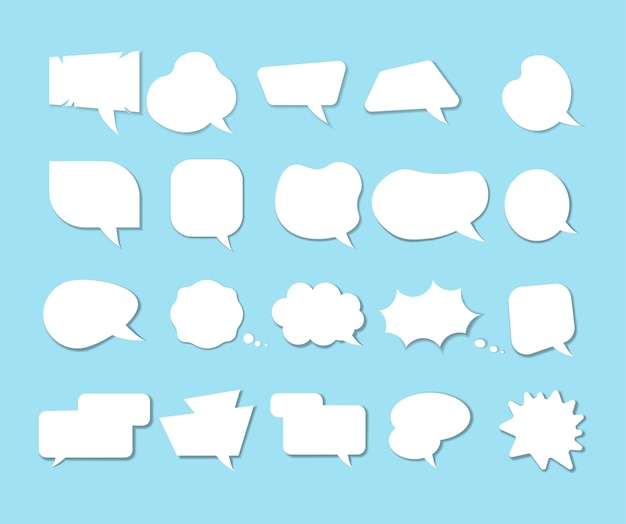 Vector set of isolated speech bubbles on transparent background