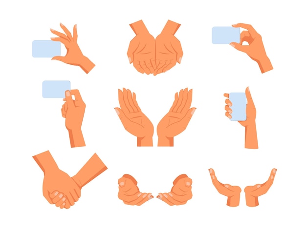 Set of isolated vector human hands gesture