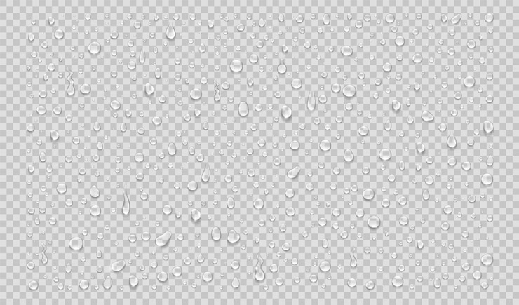 Vector set of isolated water drops on transparent background realistic vector illustration