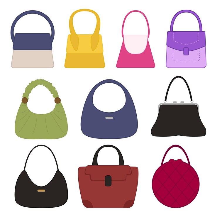 Vector set of isolated women handbag