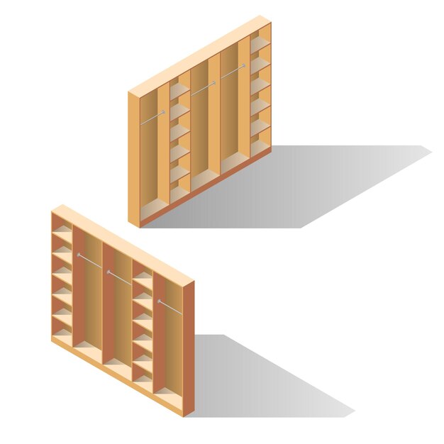 아이소메트릭 3D 컬렉션 찬장 옷장 장비 가전제품 가구 요소 벡터 디자인 설정