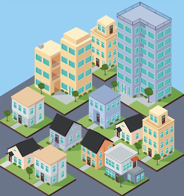 Set of isometric buildings