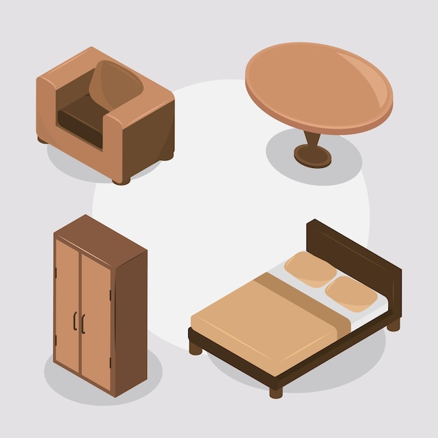 Set of isometric house