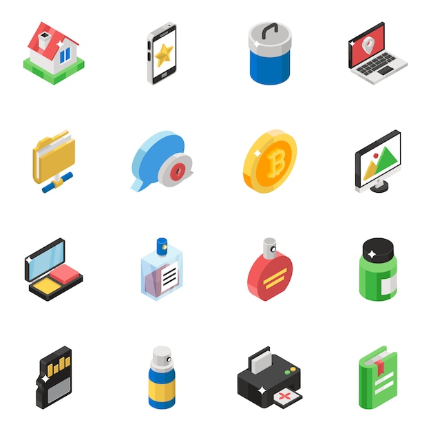 Set of isometric icons vector pack