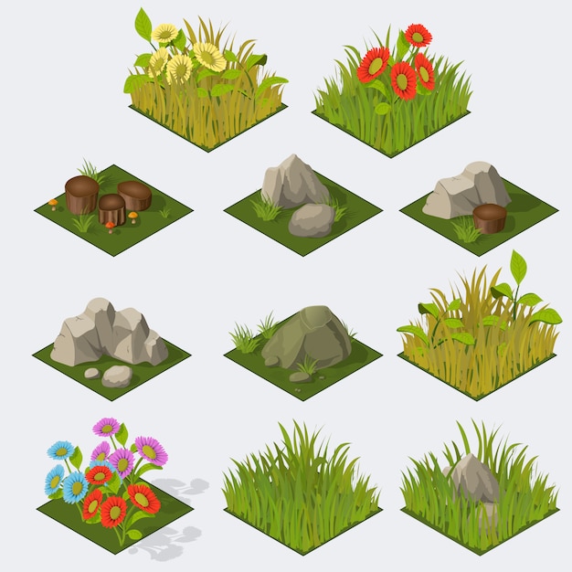 Set of Isometric landscape Tiles