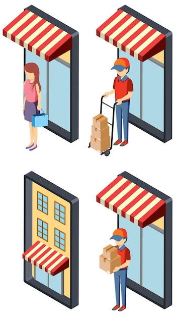 Vector set of isometric people