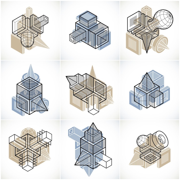 Set isometrische abstracte vector geometrische vormen.