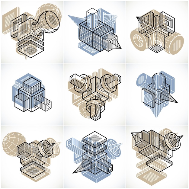 Set isometrische abstracte vector geometrische vormen.