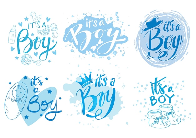 Set of  It's a boy, Baby shower greeting cards