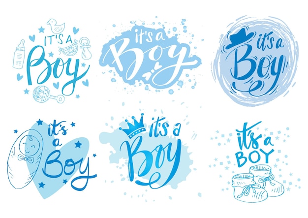 Set of it's a boy, baby shower greeting cards