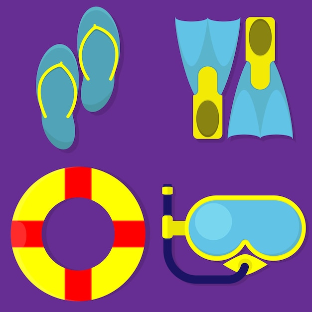A set of items for a beach vacation