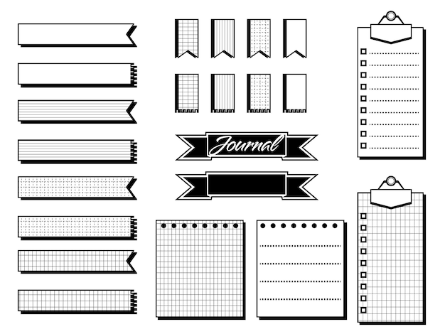 Set of items for notepad planner or day planner Bullet journal vector illustration