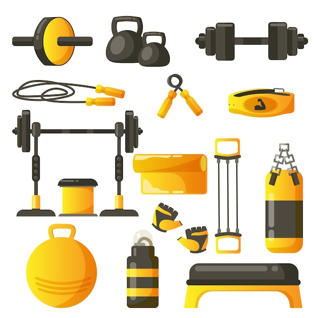 Vector set of items for training in the gym