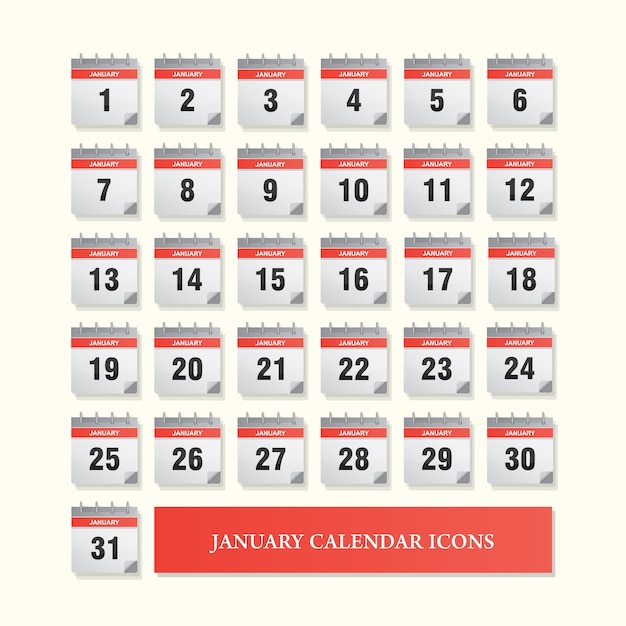 Vector set of january calendar icon