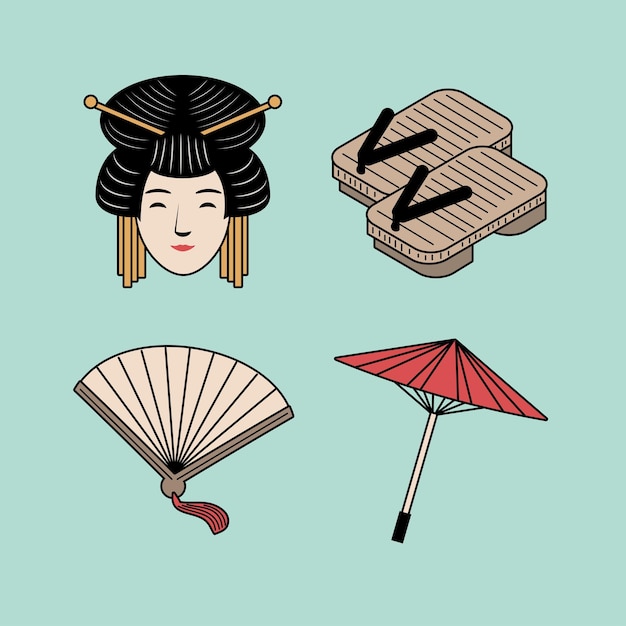 Vector set of japanese culture