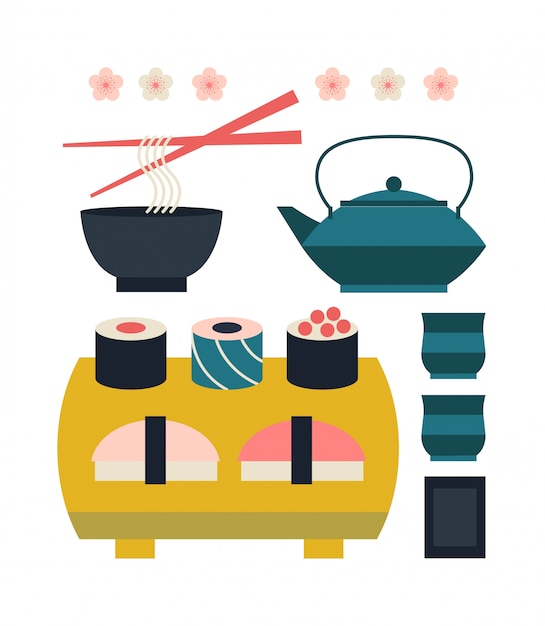 Vector set of japanese food