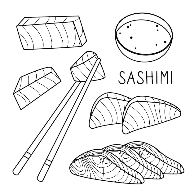 A set of Japanese sushi food rolls