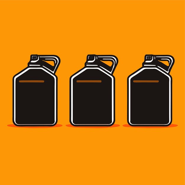 Vector set jerrycans voor benzine, benzine en motorolie