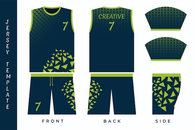 Set of jersey template with abstract triangel