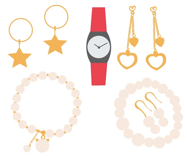 set of jewelry on a white background vector