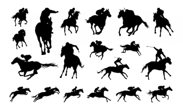 Set of Jockey Illustration Silhouette 