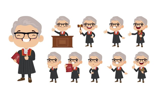 Set of judge with different poses