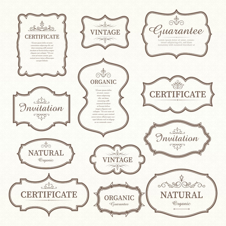 Vector set kalligrafische vintage labels en frames ontwerpelementen
