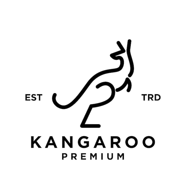 Набор иллюстраций дизайна иконок логотипа с линией кенгуру