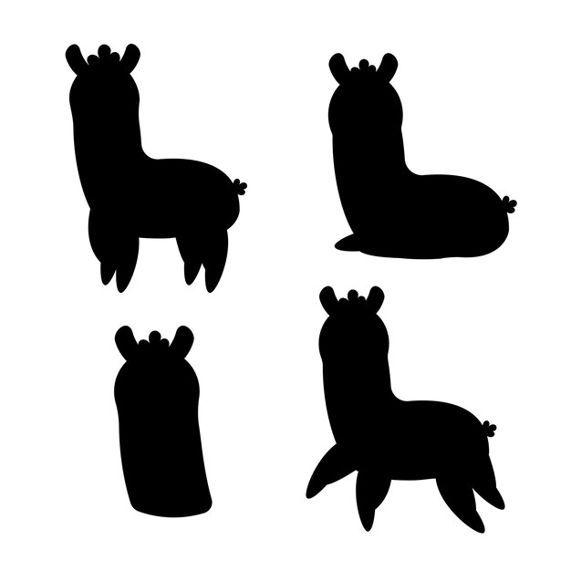 Set karakter lama silhouetten vector illustratie