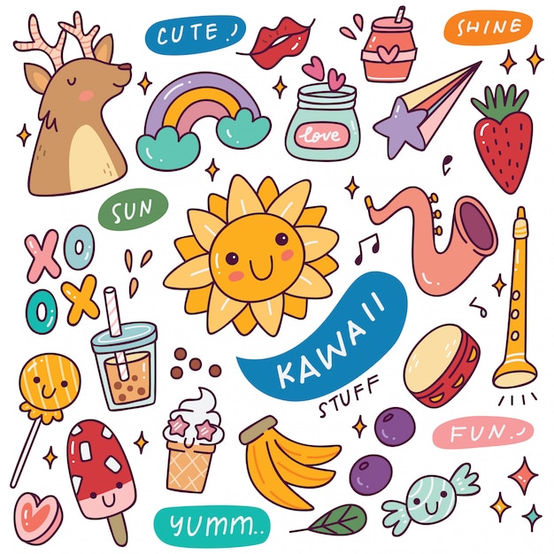 Set di icone kawaii
