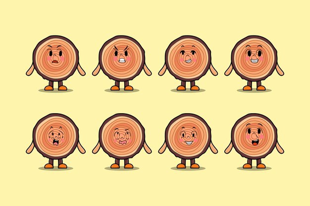 Set kawaii Lychee cartoon character with different expressions cartoon face vector illustrations