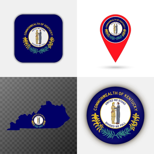 Set of Kentucky state flag Vector illustration