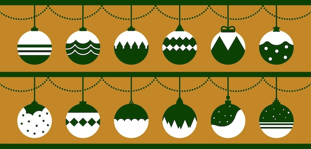 Set kerstballen anders in plat ontwerp.