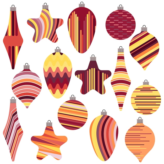 Vector set kerstballen. kerstversiering op witte achtergrond.