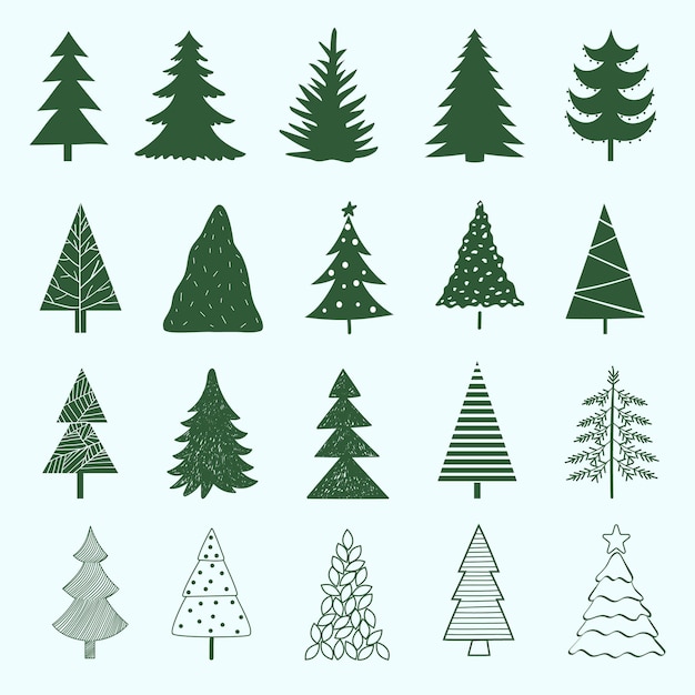 Set kerstboom ontwerpelementen vector