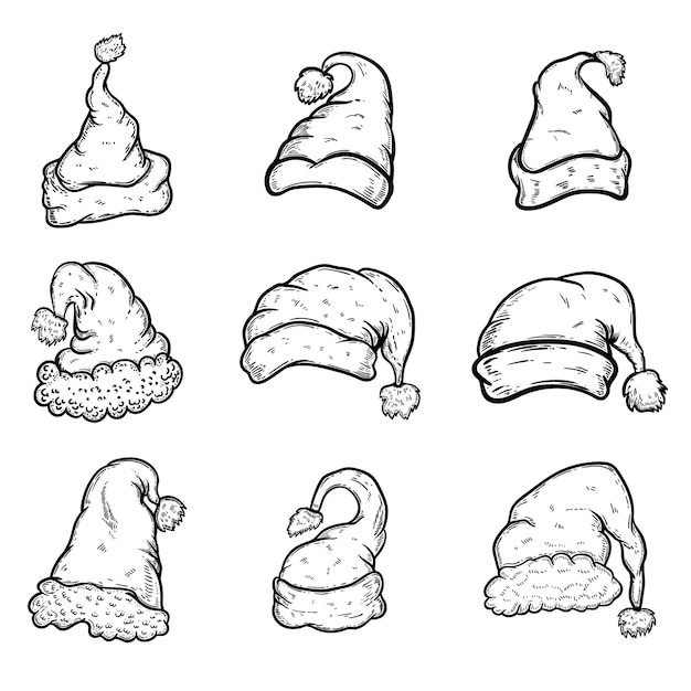 Vector set kerstman hoeden kerstthema.