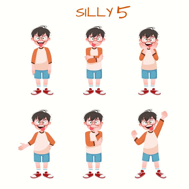 Vector 바보를 보여주는 아이 소년의 집합