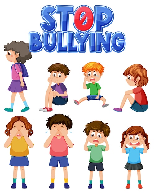 Vector set of kid cartoon character bullying