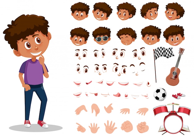 Set of kid character with different expressions