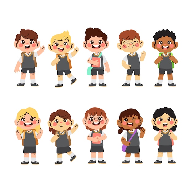 Set of kids character illustration collection